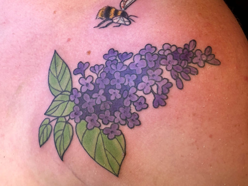 Kaleb Edgar Tattoo - Micro lilac tattoo done on @snerrie I had a blast  doing this and the other two micro tattoos. I'll post those over the next  couple days, and thank