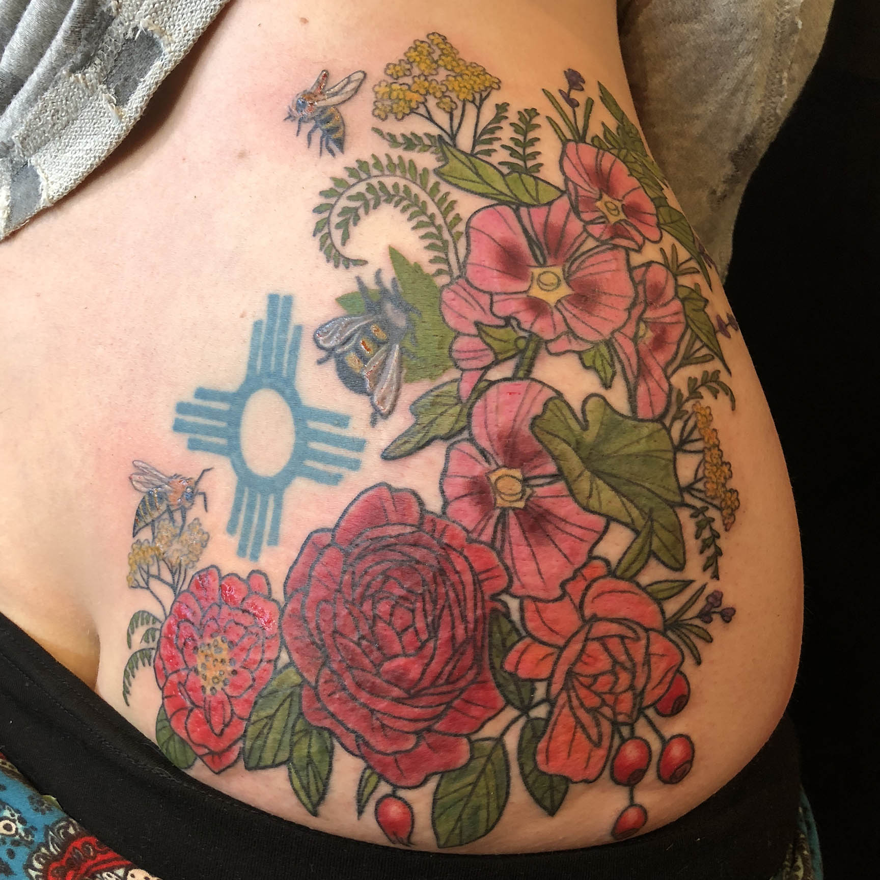 Wild iris and hollyhock 🧚‍♂️ . . . . #tattoo #tattoos #floraltattoo  #botanicaltattoo #pdx #pdxtattoo #portlandtattoo #portland #... | Instagram